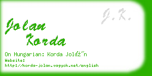 jolan korda business card